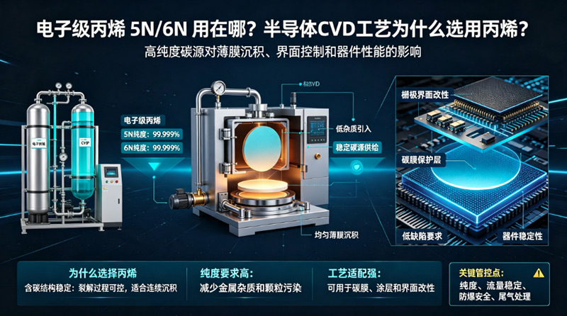 电子级丙烯5N/6N用在哪？半导体CVD工艺为什么选用丙烯？