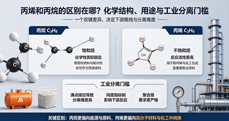 丙烯和丙烷的区别是什么？分子式、性质、用途全面对比