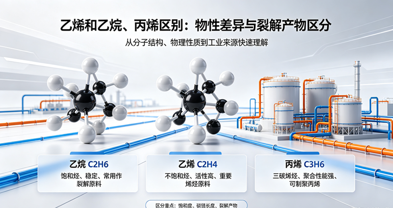 乙烯和乙烷、丙烯区别：物性差异与裂解产物区分